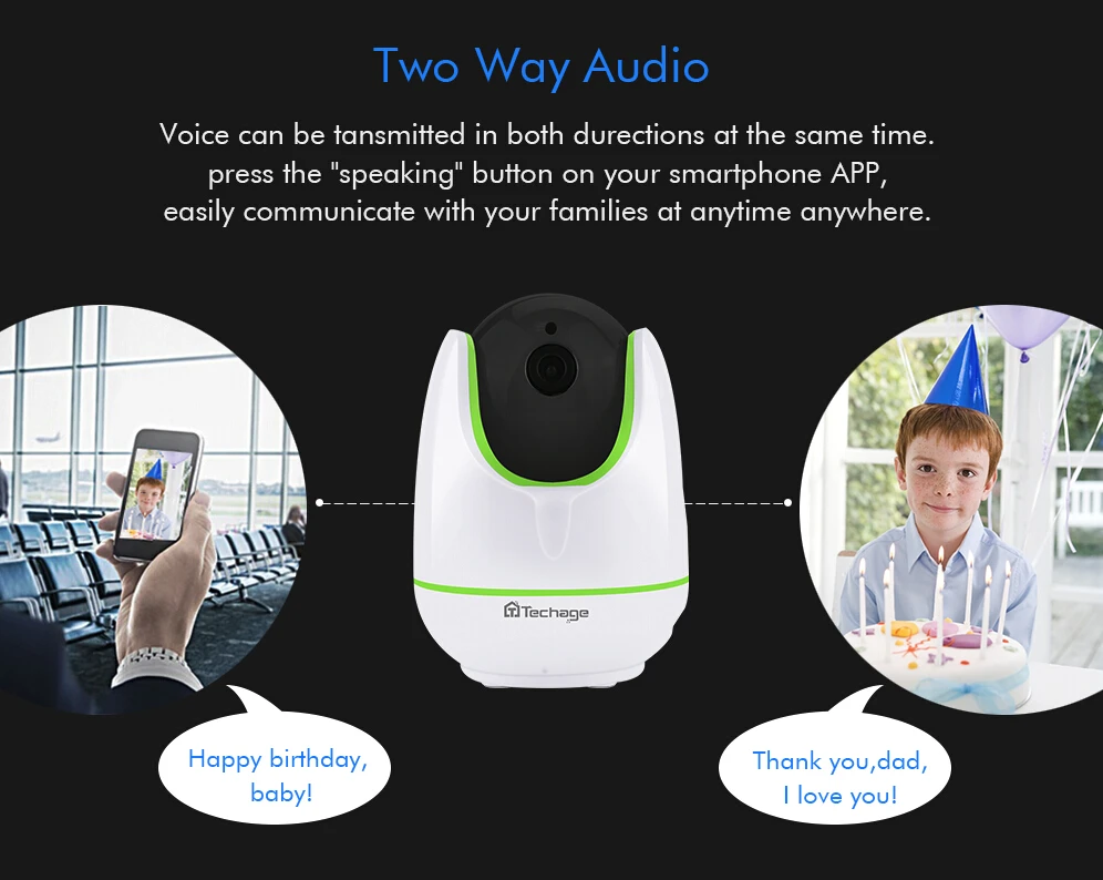 Techage охранных 720 P IP Камера Беспроводной Смарт Wi Fi аудио запись видеонаблюдения