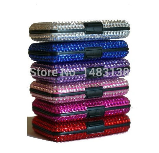 RFID Credit Card Holder wallet for Women Thin Hard Diamond Aluminum Case 10pcs