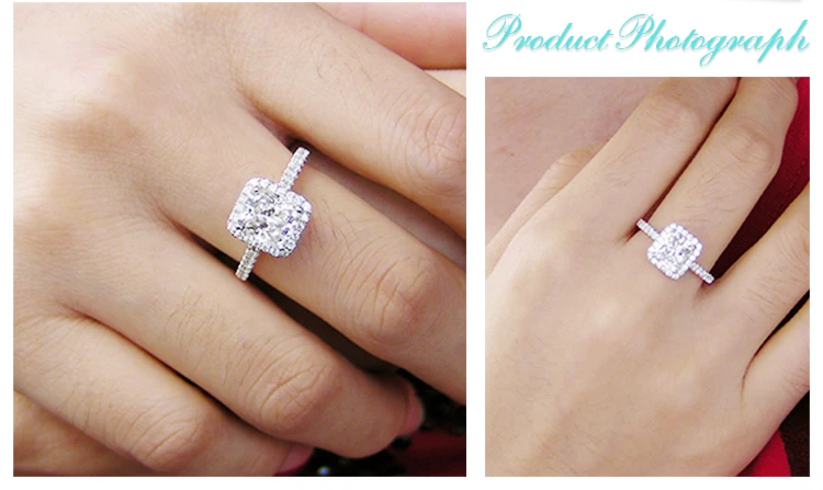 2.35Ct квадратная огранка, синтетические бриллианты, кольцо для нее, подлинный 925 пробы, серебряное кольцо, белое золото, цвет ревнивого обещания, ювелирные изделия