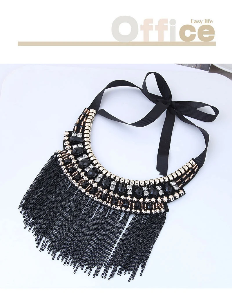 Модные женские туфли Винтаж Rope Chain, мульти-цветные Кристаллы из бисера ожерелье с орнаментом, ожерелья и кулоны из нержавеющей стали ювелирные изделия оригинальная бижутерия