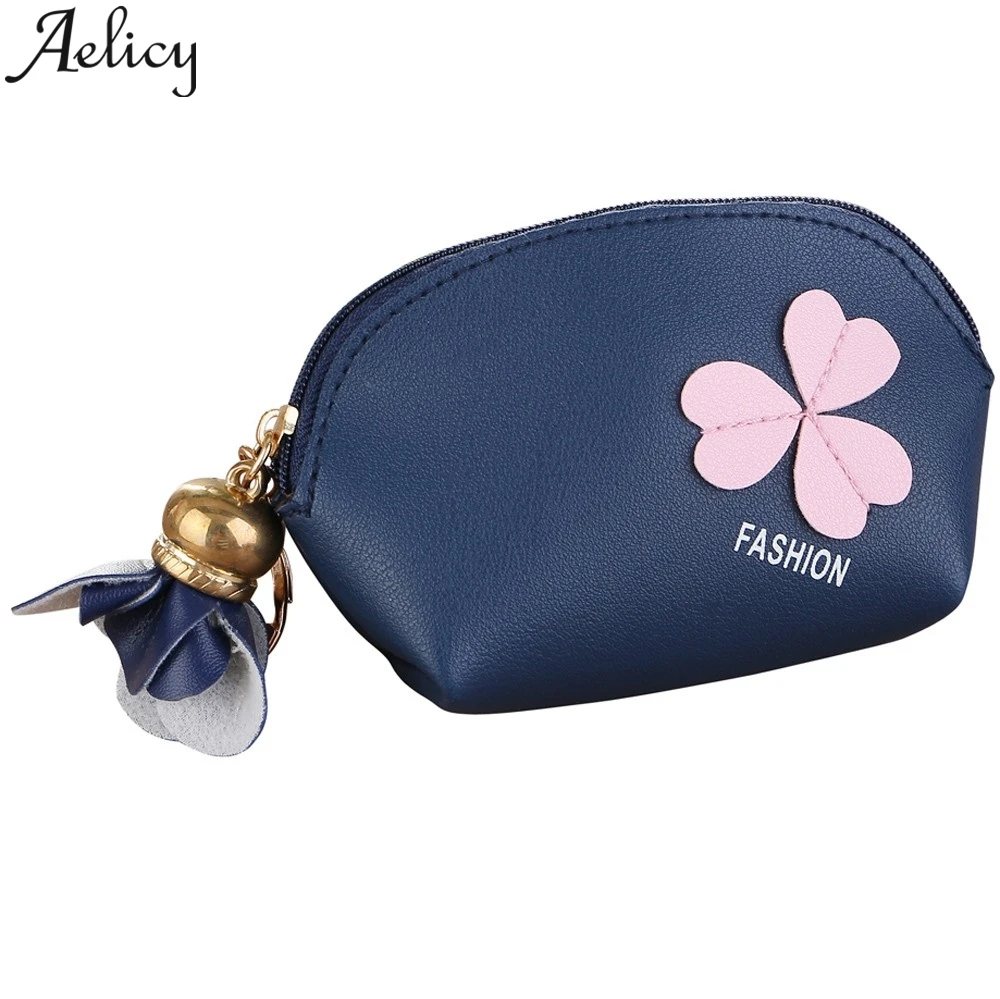 Aelicy модный кожаный брелок на молнии с цветком кошелек для монет сумка хранения