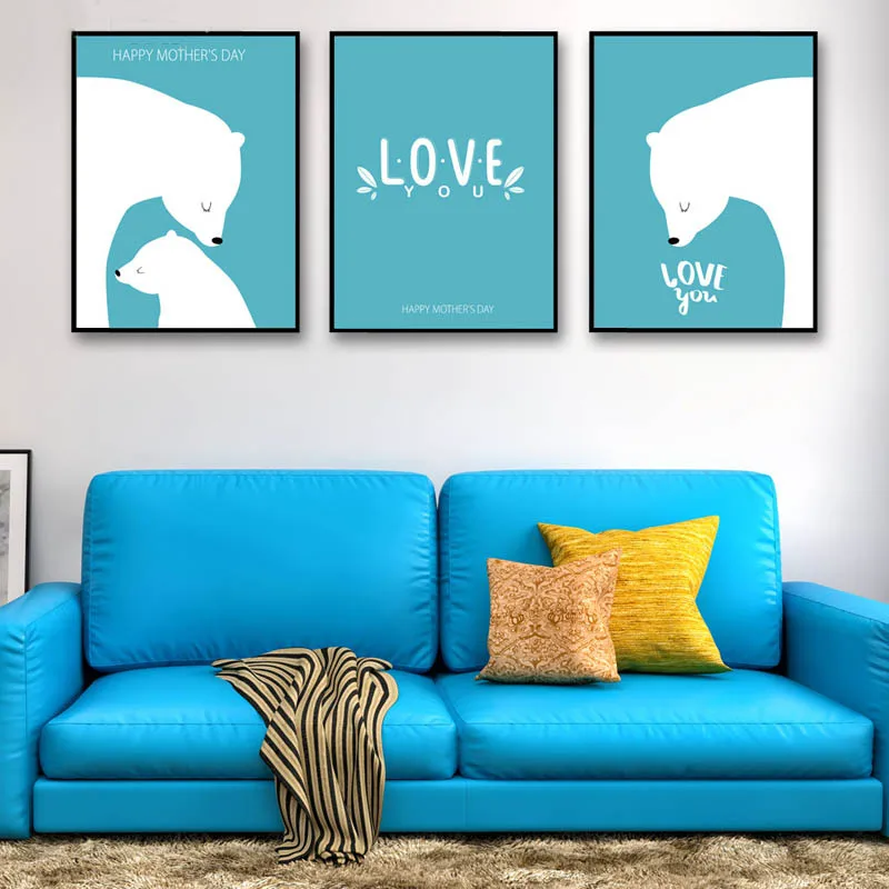 Настенная живопись HD минималистичные картины для гостиной милый белый полярный