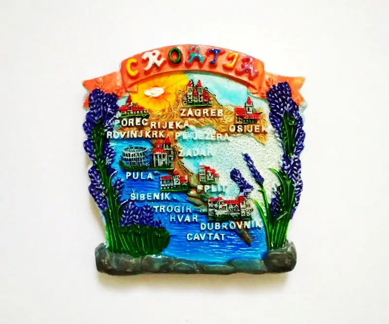Горячая Распродажа расписанное вручную окно карта Хорватии 3D магниты на