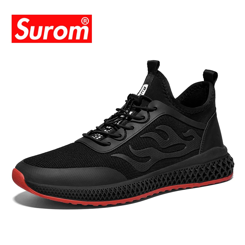 SUROM кроссовки мужские 2019 Новая повседневная обувь модная черная легкая дышащая