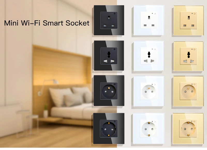 Wi-Fi умная настенная розетка стеклянная панель Smart Life/приложение Tuya дистанционное управление, работает с Amazon Echo Alexa Google Home EU FR UK