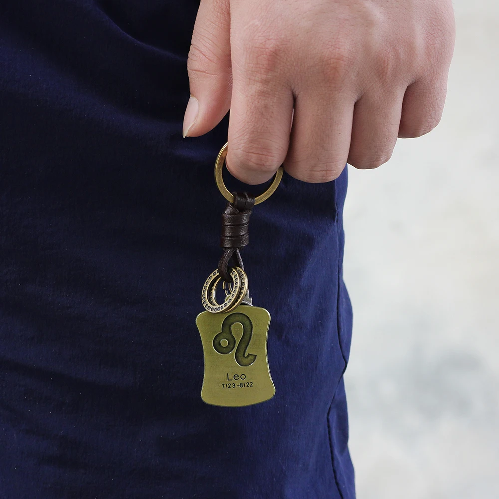 Брелок для ключей с 12 созвездиями кожаный брелок пар модные аксессуары мужчин и