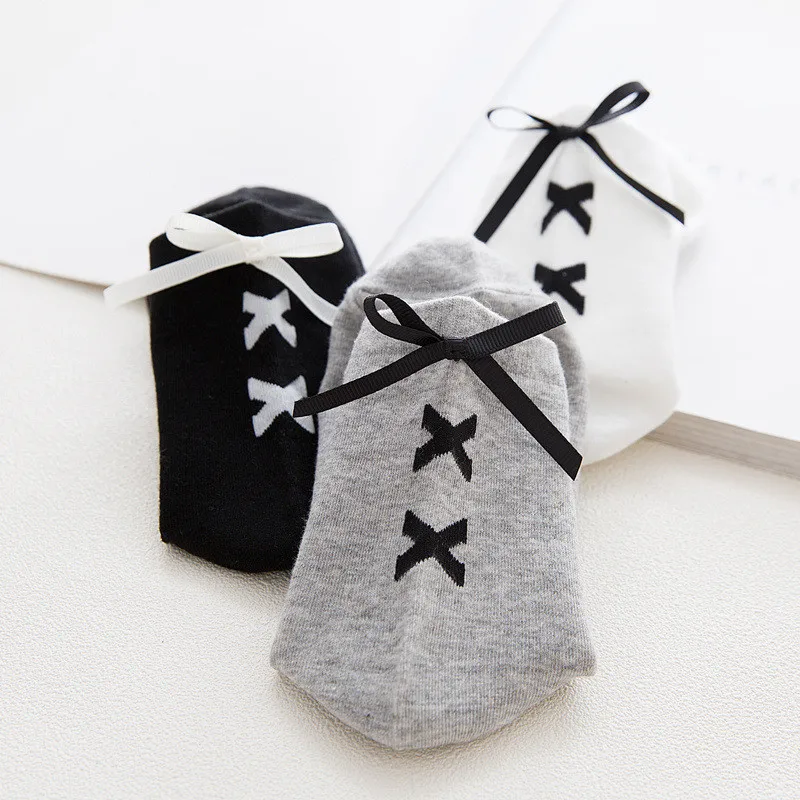 Japan Style Bandage Bow Women Cotton Skateboard Socks Funny Customized Hipster Creative Solid Casual Female Sox | Женская одежда
