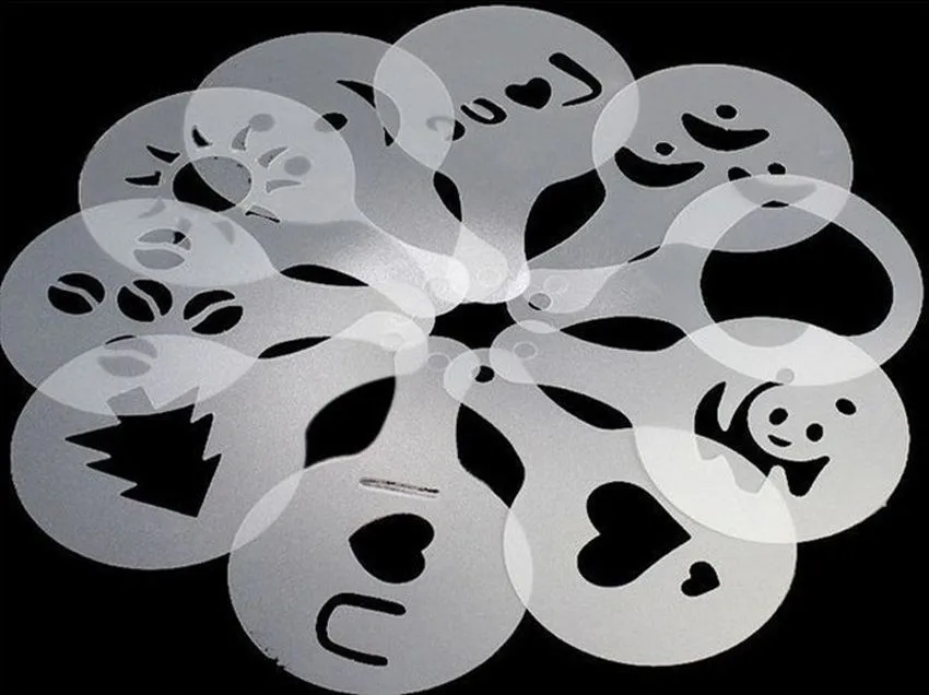 16 шт. трафарет для кофе фильтр капучино бариста шаблон формы стреч цветы коврик