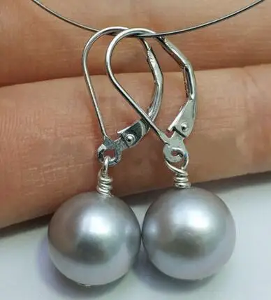 

Бесплатная доставка> Благородные Ювелирные изделия AAA 9-10 мм натуральный Серебряный серый круглый жемчуг серьги 14 K/20 желтый золотой крючок