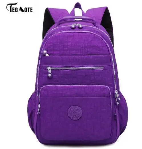light purple TEGAOTE, школьный рюкзак, для девочек-подростков, нейлон, водонепроницаемый, на каждый день, для женщин, рюкзаки, Mochila Feminina, рюкзак для ноутбука, женский, Sac A Dos - Цвет: light purple