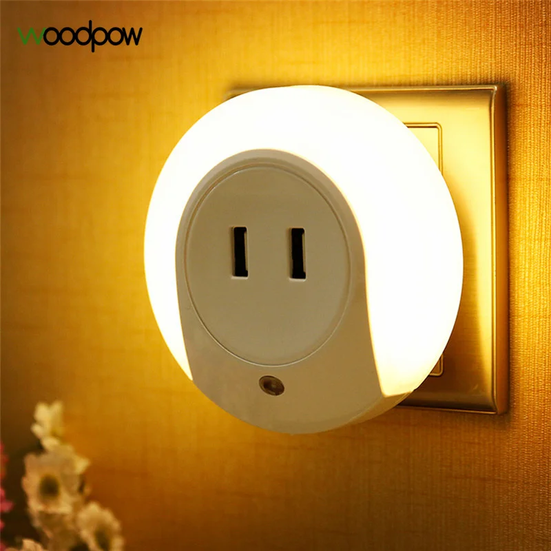 Woodpow круглый датчик автоматического включения света светодиодный ночник с 2 USB