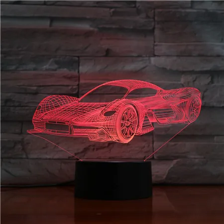 3D 1475 спортивный автомобиль 7 цветов лампа Акриловая Оптическая иллюзия с USB