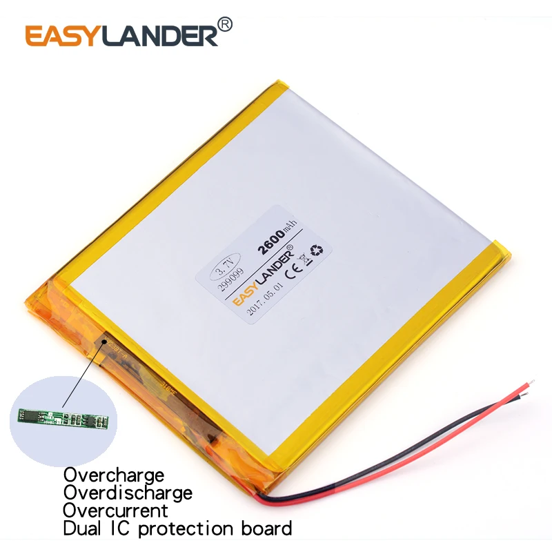Полимерный литий ионный аккумулятор) аккумулятор 299099 2600 мАч для планшетного ПК 9