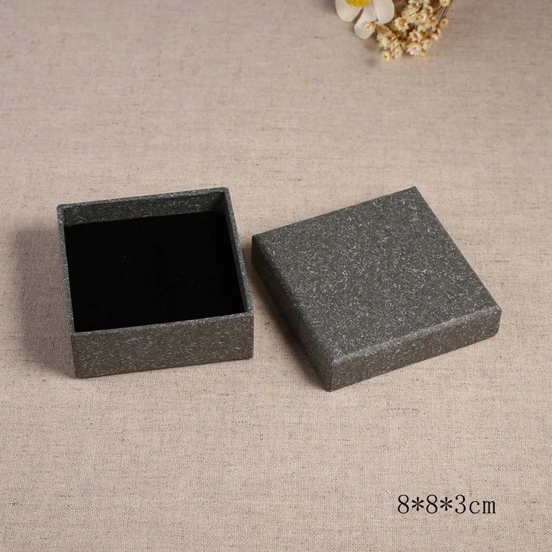 8x8x3cm Высококачественная серая бумажная коробка для сережек, колец, ожерелья, упаковки ювелирных изделий, подарочные коробки, квадратный органайзер для ювелирных изделий, коробка для помолвки - Цвет: 8x8x3cm