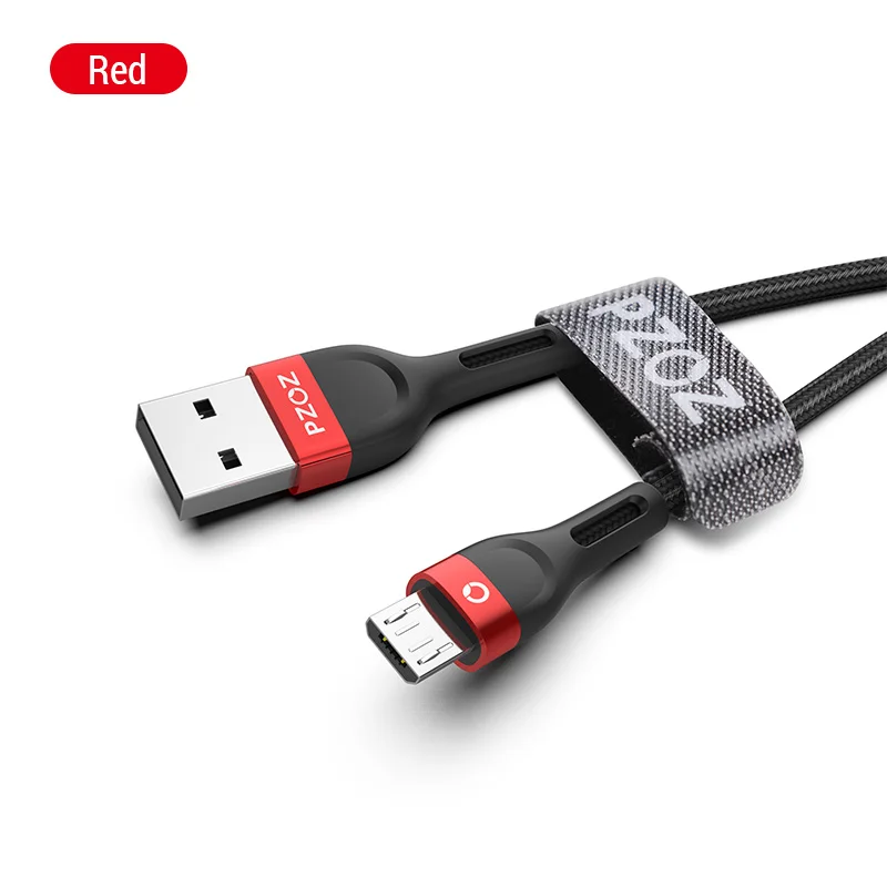 Red PZOZ 1m 2m провод Micro USB кабель 3A быстрой зарядки Microusb зарядное устройство данные шнур для Samsung S7 Xiaomi Redmi Примечание 5 Pro 4X плюс huawei планшеты Мобильный телефон Android Micro usb кабели зарядное - Цвет: Red
