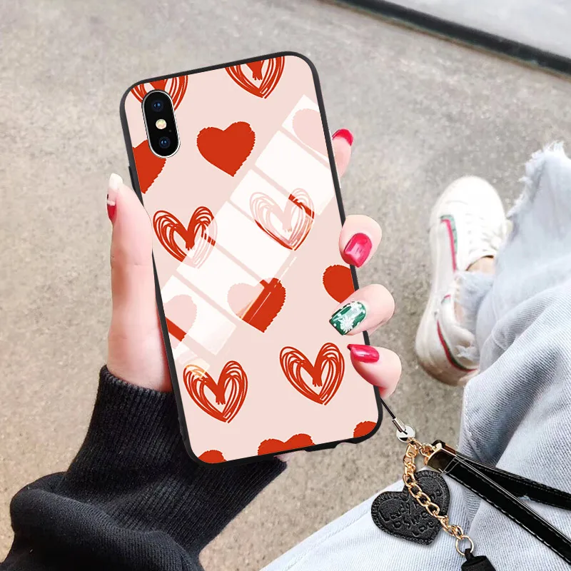 Чехол для телефона iPhone 5 6 6s 7 8 Plus X XR XS 11 Pro Max закаленное стекло ремешок на запястье