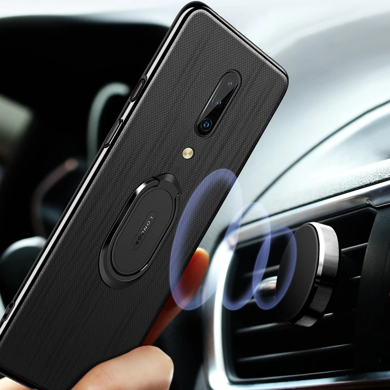 Оригинальный чехол для Oneplus 7 Pro из искусственной кожи с автомобильным магнитным