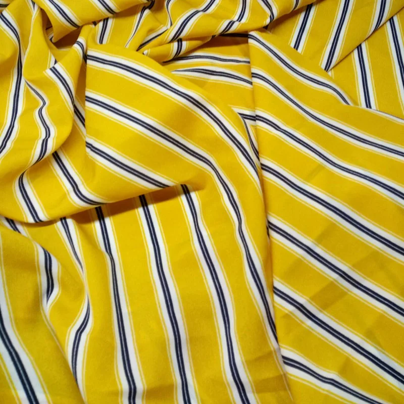 Chiffon Fabric Tricolor Stripe Printing Dress Trousers Slightly Stretchy | Дом и сад