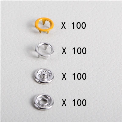 100 sets buttons 100 наборов 9 мм пустотелая цветная пряжка металлическая кнопка с пятью когтями 10 цветов+ инструменты для установки плоскогубцы - Цвет: 100 sets buttons