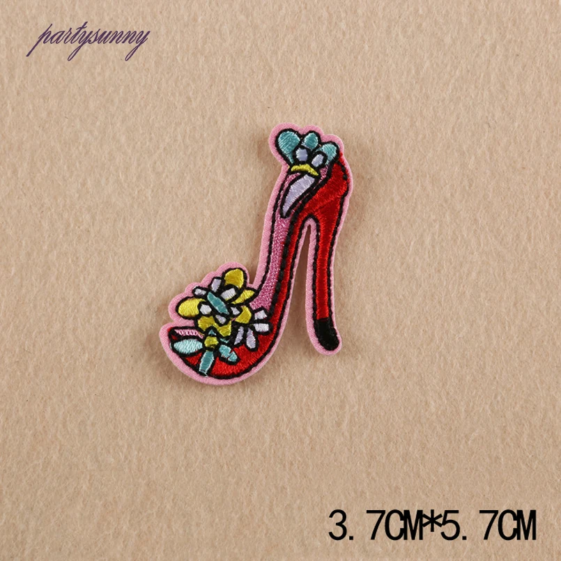 PF Women's Embroidery Patches Lips Flower High Heel Bag Iron On Patch Clothing Applique Accessories Garment Hat Stickers TB117 | Дом и сад