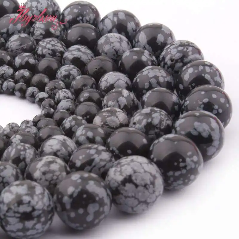 Круглые Гладкие Черные бусины снежинки из обсидиана 6 8 10 мм для самостоятельного