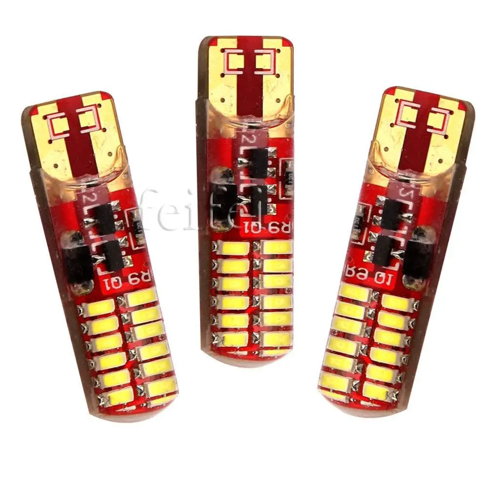 10X T10 W5W 194 168 3014 24 SMD силикагель Strobe Flash светильник светодиодный ламп работающего на