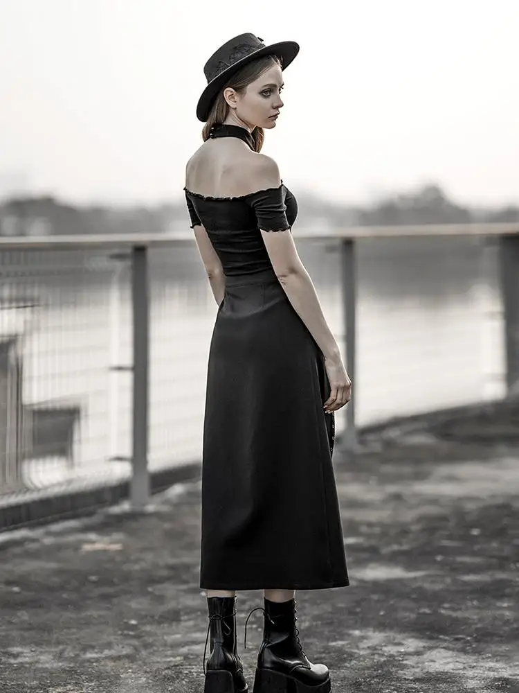 Punk Rave Women's Goth Fake Two-piece Maxi Skirts PQ-601BQ Asia Size | Женская одежда