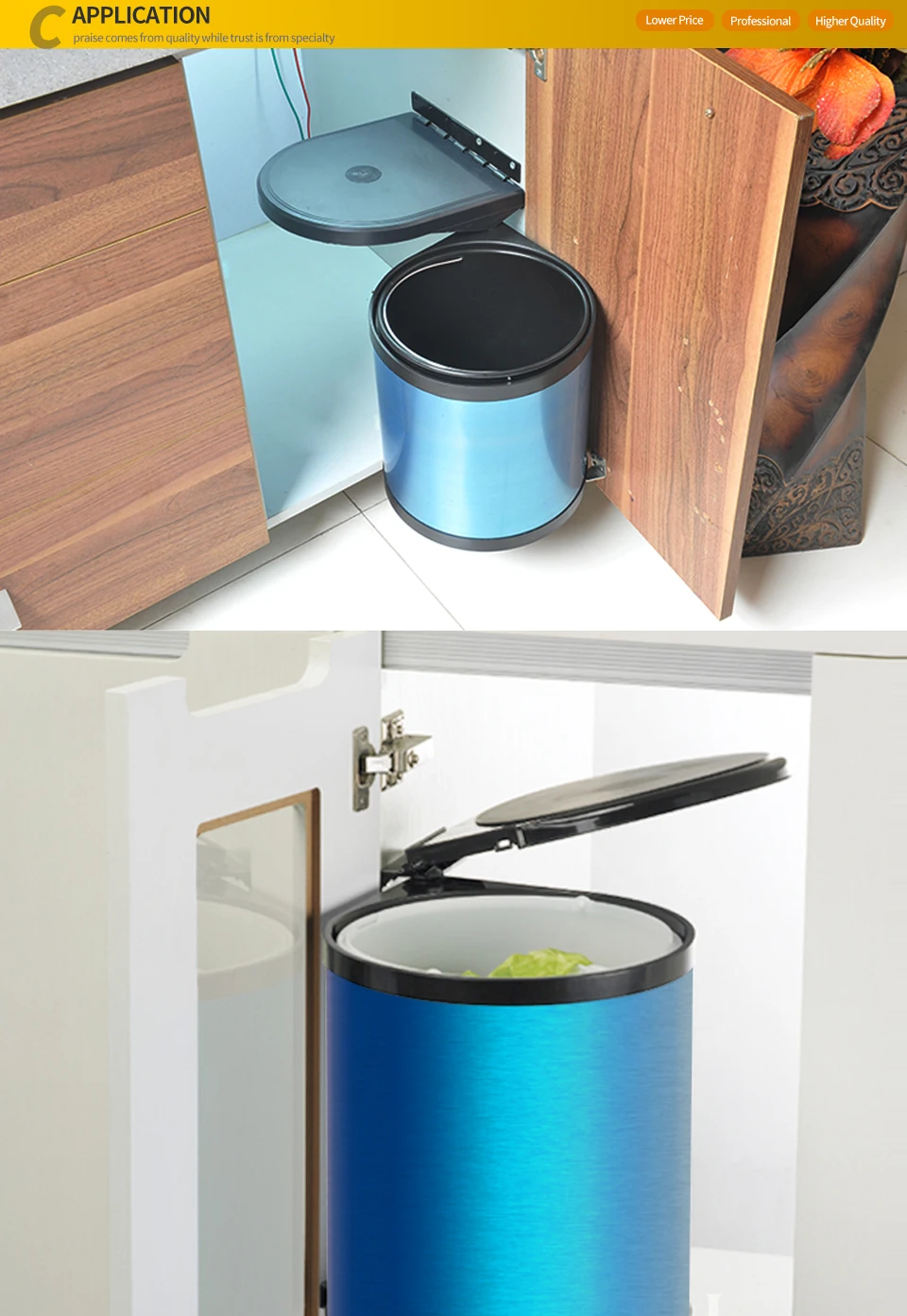 Geekinstyle 8L-12L нержавеющая сталь поворотный мусорный бак на дверь, установленный мусорный бак, кухонный мусорный бак с голубой пленкой