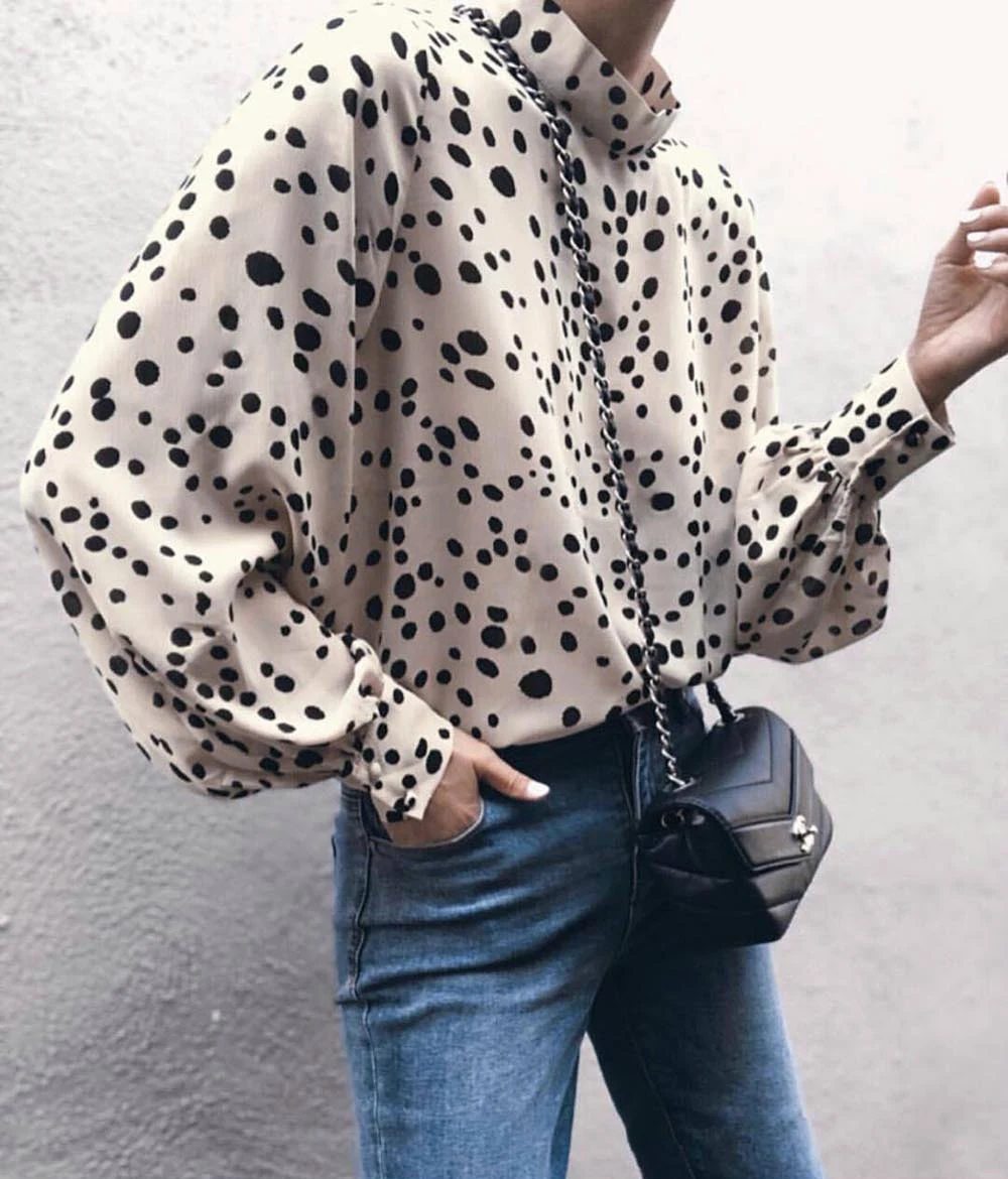 AVODOVAMA M Fashion Leopard Girls Shirts High Quality Chiffon Women Blouses Long Sleeve Turtleneck Khaki Purple Colors Tops |