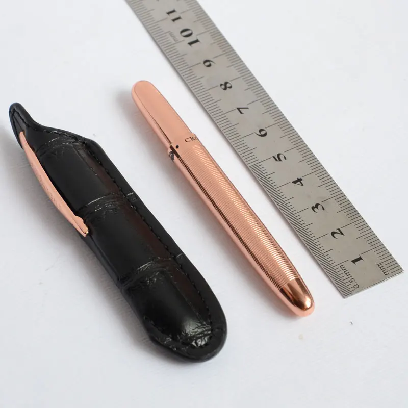 Мини ручка из крокодила Шариковая медная с кольцами + сумка 9 см|pen copper|pen roller ballpen |
