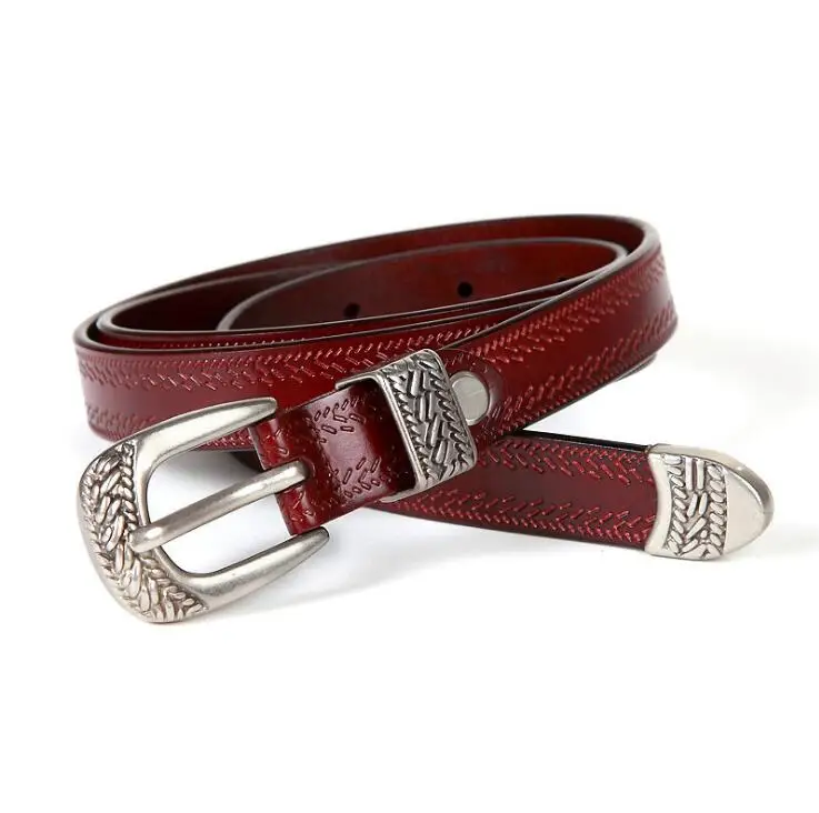ZPXHYH Hot Fashion Women Lady Vintage Boho Metal Leather Double Buckle Waist Belt Waistband women's real leather cowhide belts |
