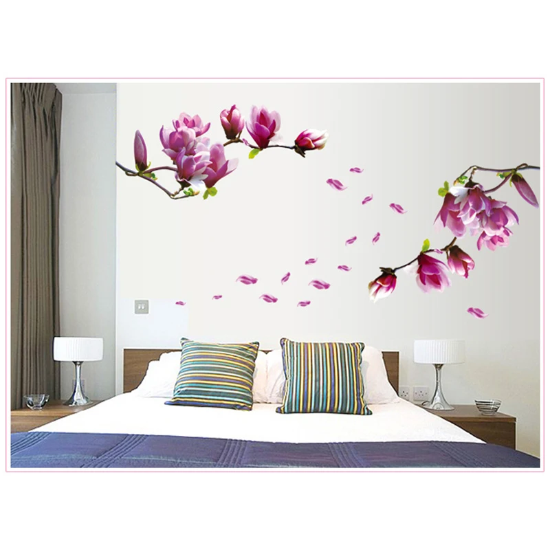 Цветы магнолии дерево настенные наклейки на обои домашняя переводная картинка
