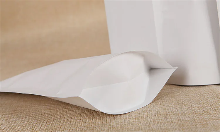 Оптовая продажа белые стоячие пакеты из крафт бумаги на молнии фольги