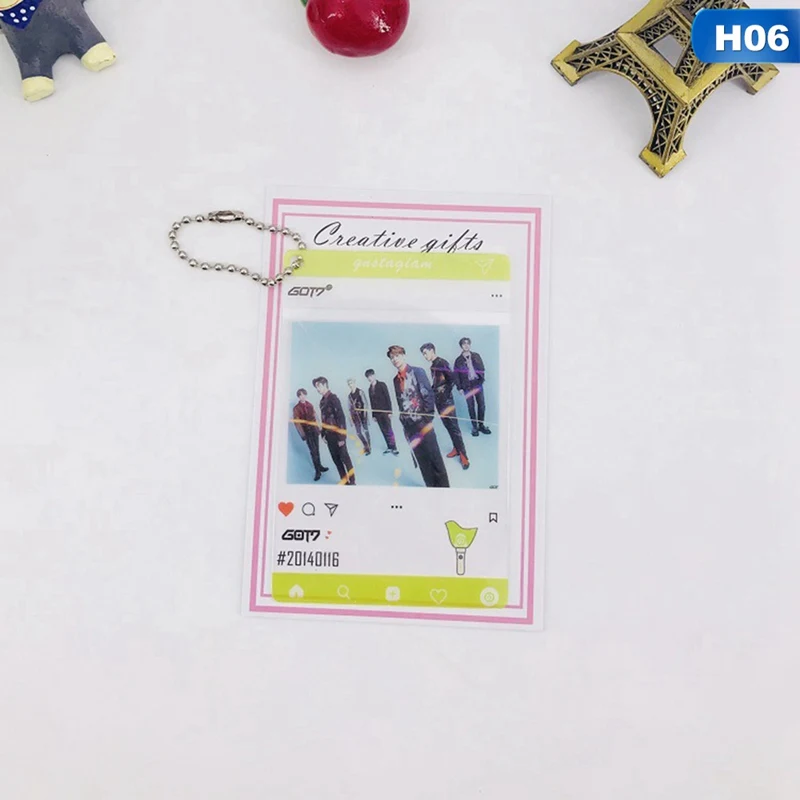 H06 1 шт. K-pop BLACKPINK TWICE GOT7 TXT SEVENTEEN ПВХ прозрачная подвесная цепочка Фотокарта альбом Фотокарта вентиляторы коллекция подарок - Цвет: H06