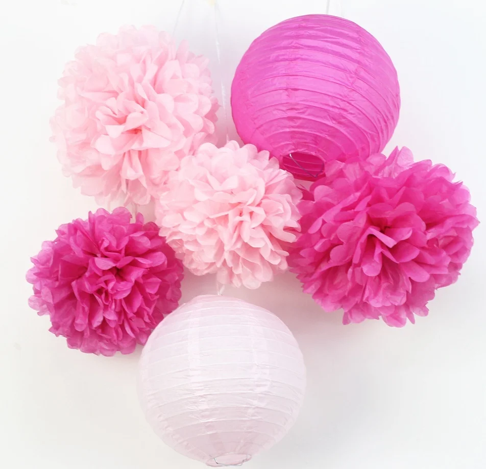 6 шт. (розовый фуксия) набор бумажных декоративных изделий (бумажный фонарь
