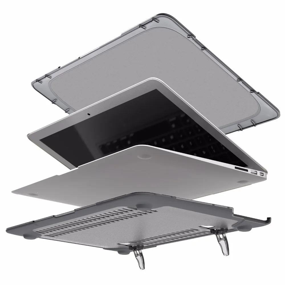 RYGOU для Macbook Air 13 11 тонкое прорезиненное покрытие чехол для Mac Book Air 11,6 13,3 дюймов [сверхмощный] Складной чехол для ноутбука с подставкой
