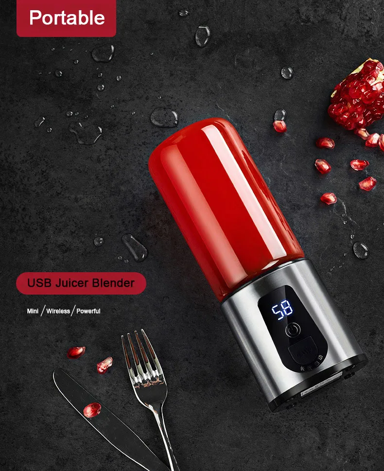 USB перезаряжаемая соковыжималка, Мини Портативная чашка для сока, дорожный блендер для фруктов, электрическая соковыжималка с 4 насадками для резки листьев, бытовая