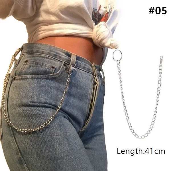 41cm 1 шт., длинные брюки, хипстерские брелки, панк-улица, большое кольцо, брелок, металлический кошелек, пояс, цепь, брюки, брелок, унисекс, хип-хоп ювелирные изделия - Цвет: 41cm