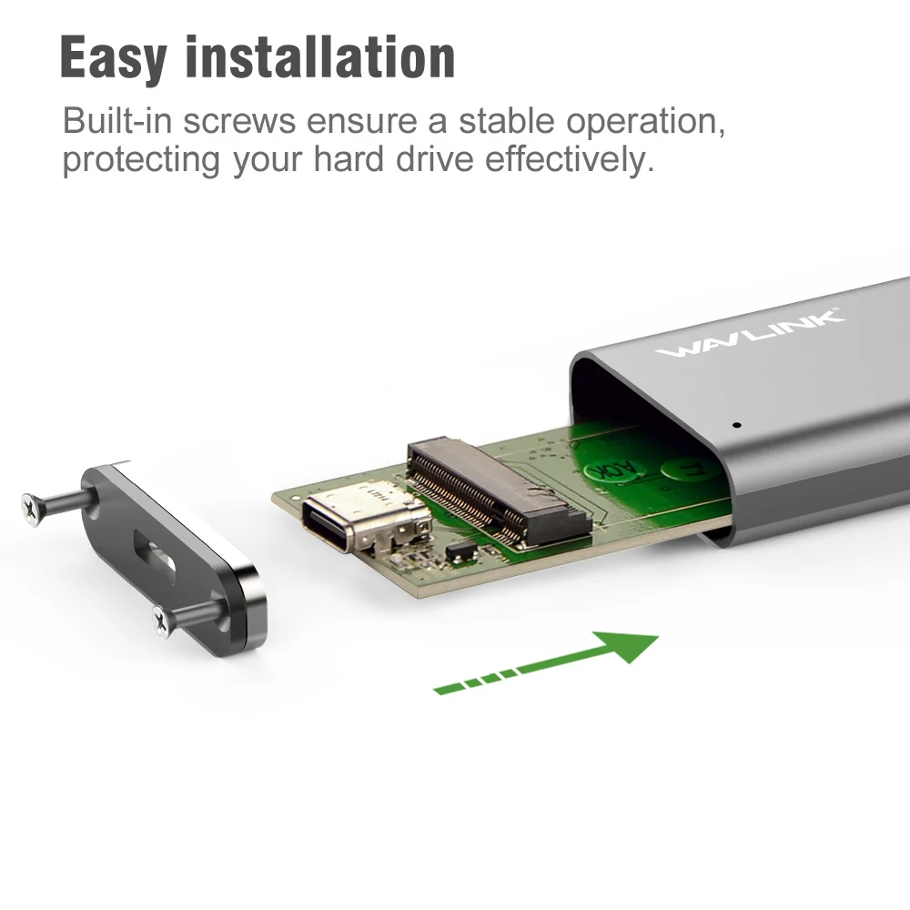 Алюминиевый корпус Wavlink USB C Gen 2 10 Гбит/с M.2 SSD B Key внешний адаптер вверх 3 1 Type NGFF SATA