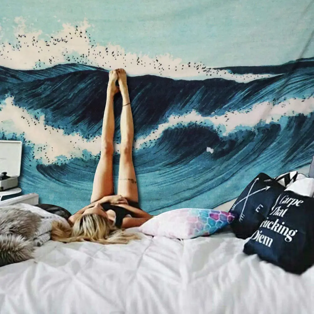 New Sea Wave Hanging Wall Tapestry Hippie Throw Bedspread Home Decor Art |