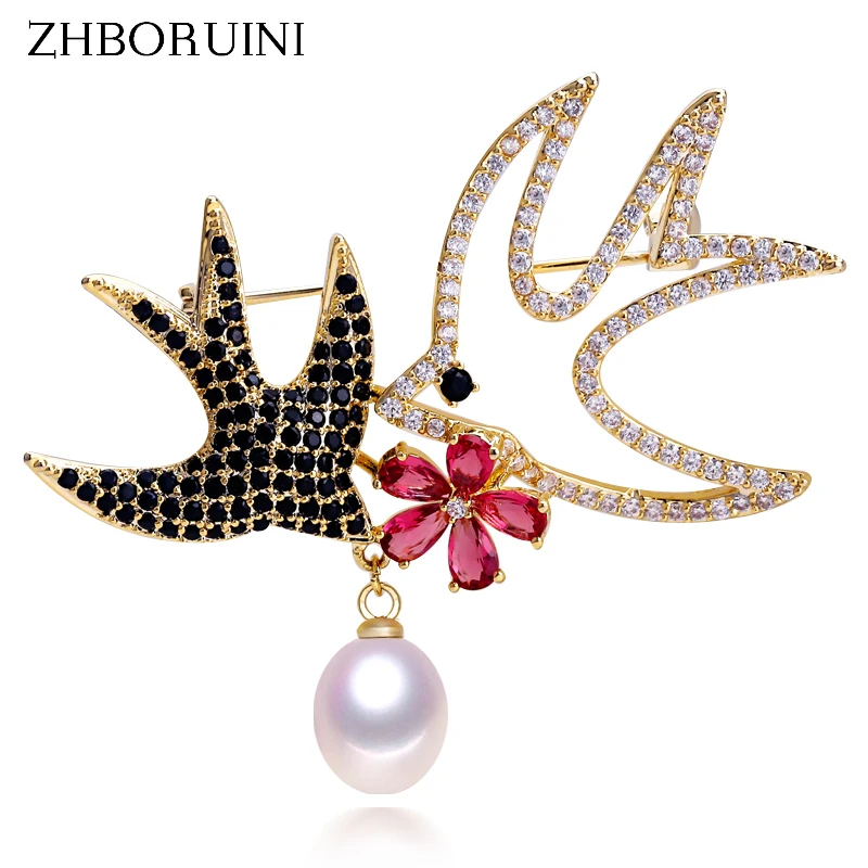 ZHBORUINI 2019 новинка искусственное животное золотые шпильки жемчужные украшения для