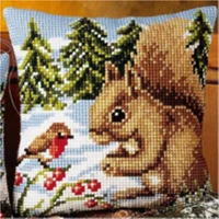 TH animals 002 DIY Набор для рукоделия Подушка с вышивкой из акриловой пряжи Гобелен Холст Подушка спереди вышивка крестом наволочка - Цвет: Сливовый