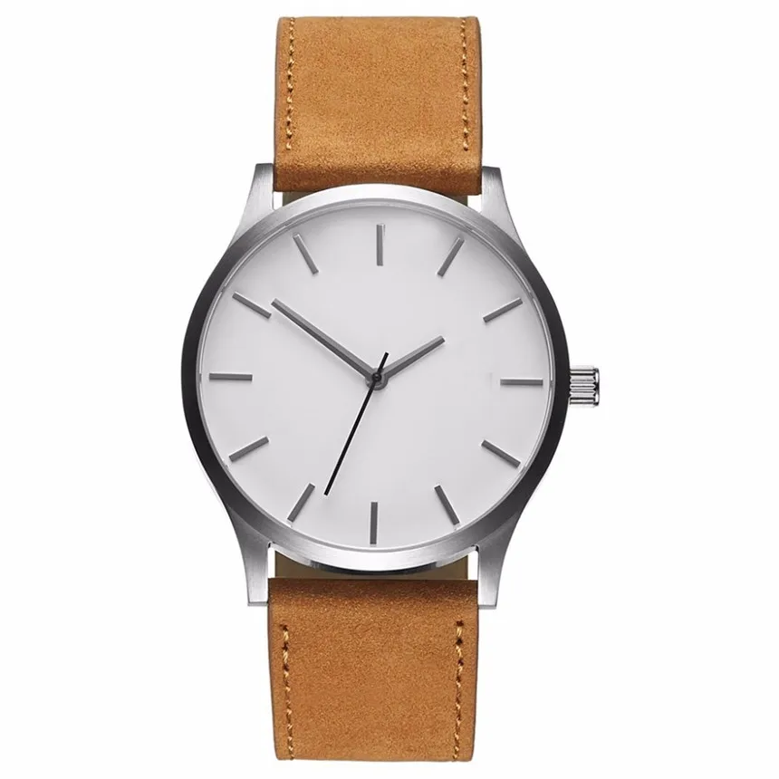 brown-white Relogio Masculino, мужские часы, Топ бренд, роскошные мужские военные спортивные наручные часы, кожа, кварцевые часы Erkek Saat Relogios# C - Цвет: brown-white