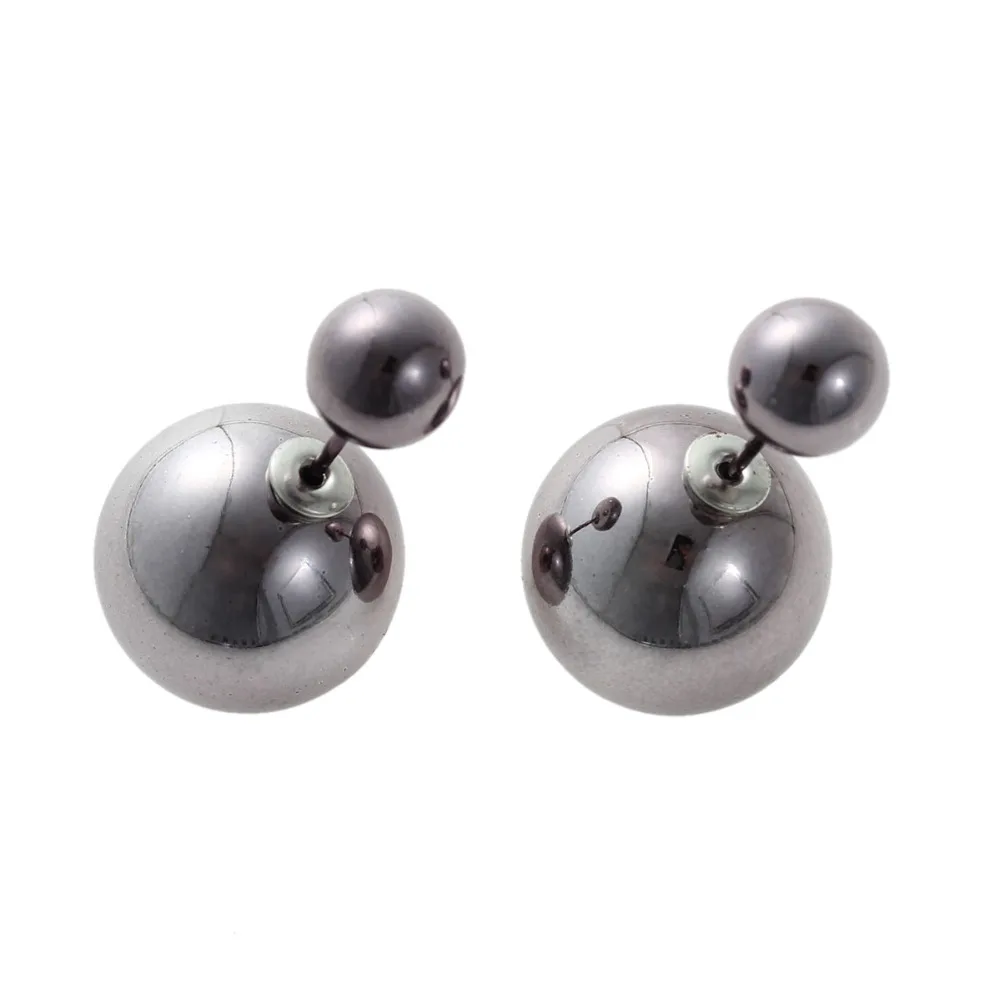 Doreen Box акриловая Двусторонняя Ушная стойка серьги-гвоздики шар черный 8 мм