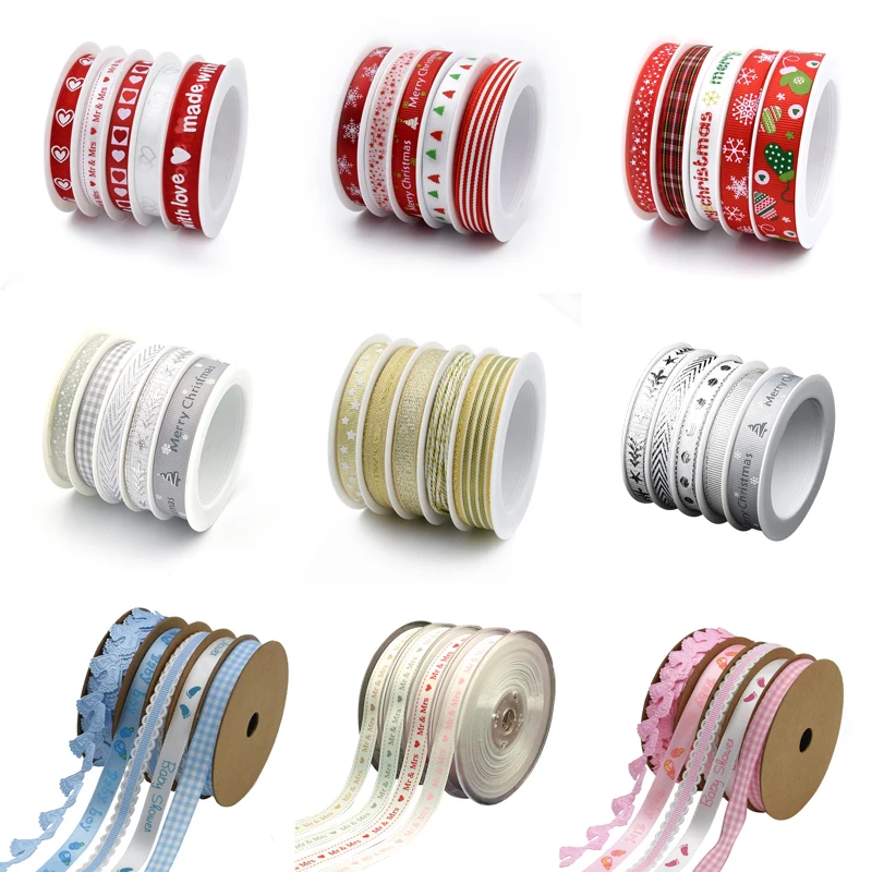 5*5 м/рулон печати Рождество органза лента Grosgrain лента для вышивка рукоделие декорации атласные ленты DIY лук аксессуары