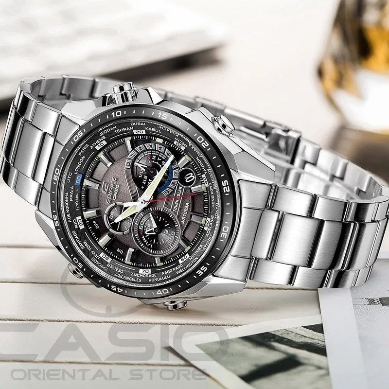 Casio Часы солнечной энергии Водонепроницаемый Сталь группа наручные часы Relógio