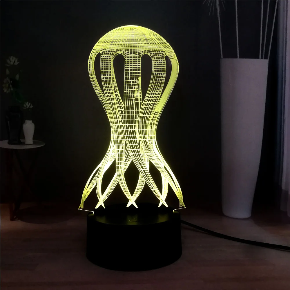 Забавный акриловый 3D геометрический Devilfish форма RGB Иллюзия светодиодный DEC