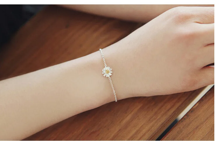 Gerbera маргаритки Мисс Серебряный Цвет Модный маленький свежий браслет Подсолнух