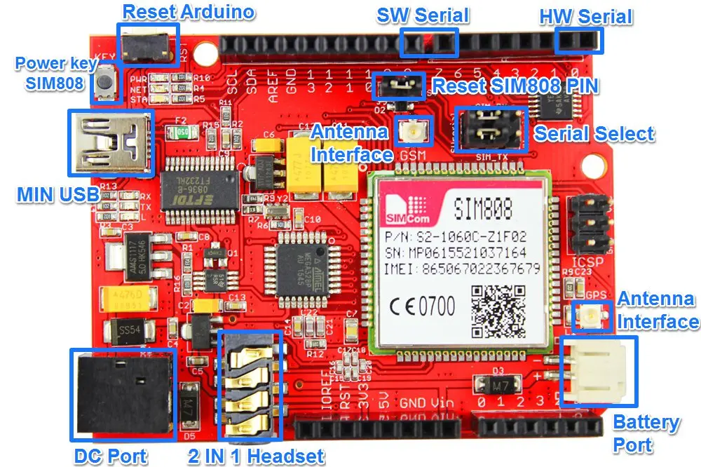 Elecrow simduдля Arduino UNO и SIM808 модуль 2 в 1 DIY проекты GPRS/GSM макетная плата специально интерфейс батареи