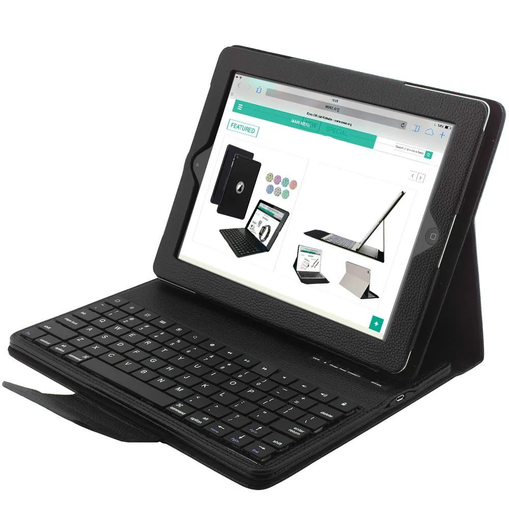 Чехол для клавиатуры iPad 2 3 4 раскладной кожаный чехол книжка съемный ABS Bluetooth